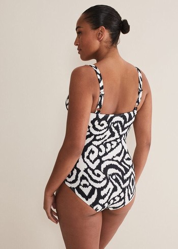 Phase Eight Ikat Abstract Swimwear Black/White Australia | XI5263789